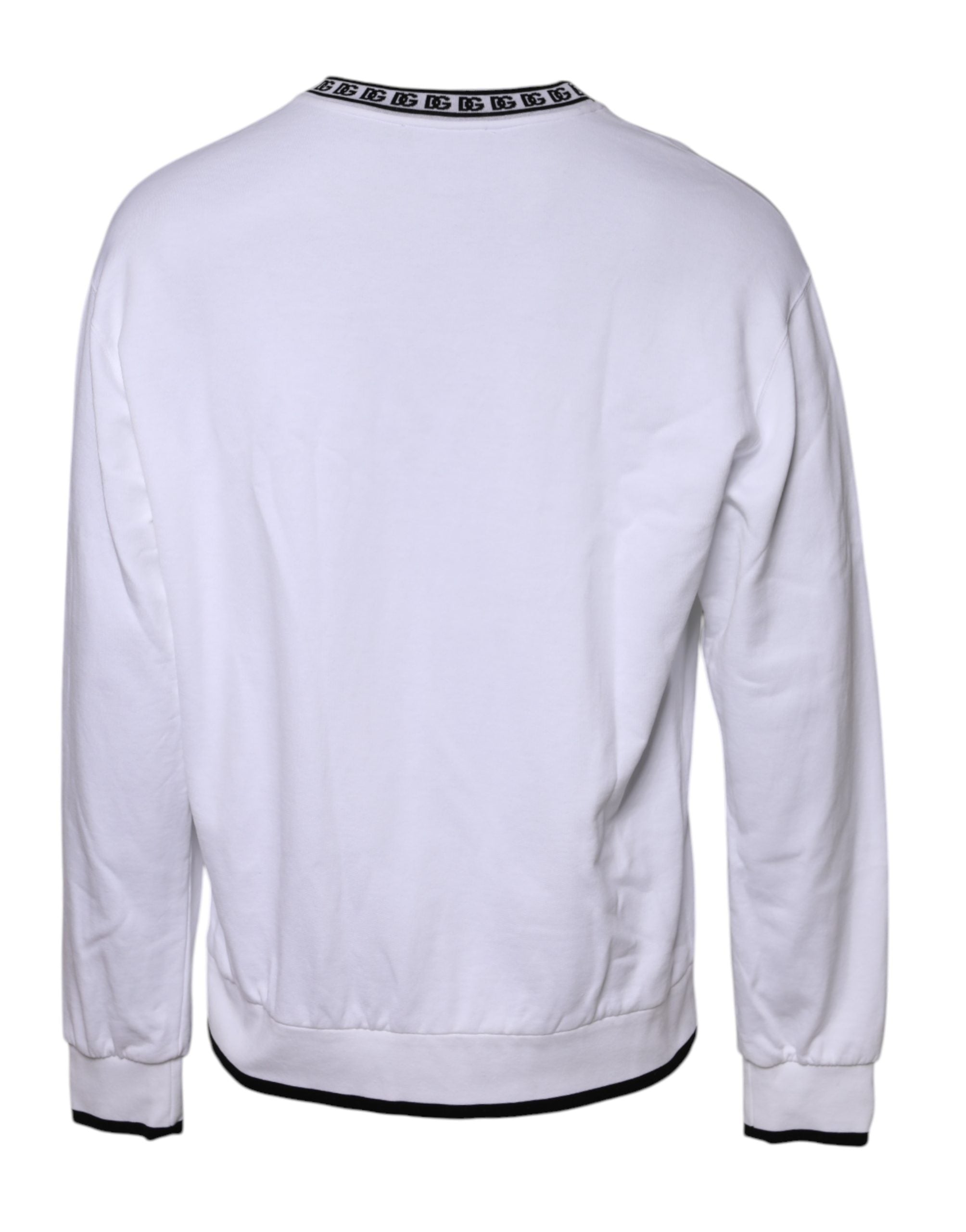 Dolce & Gabbana White Cotton DG Crew Neck Sweatshirt Sweater