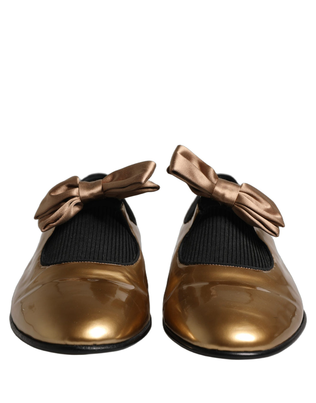 Dolce & Gabbana Metallic Gold Leather Flats Loafers Shoes