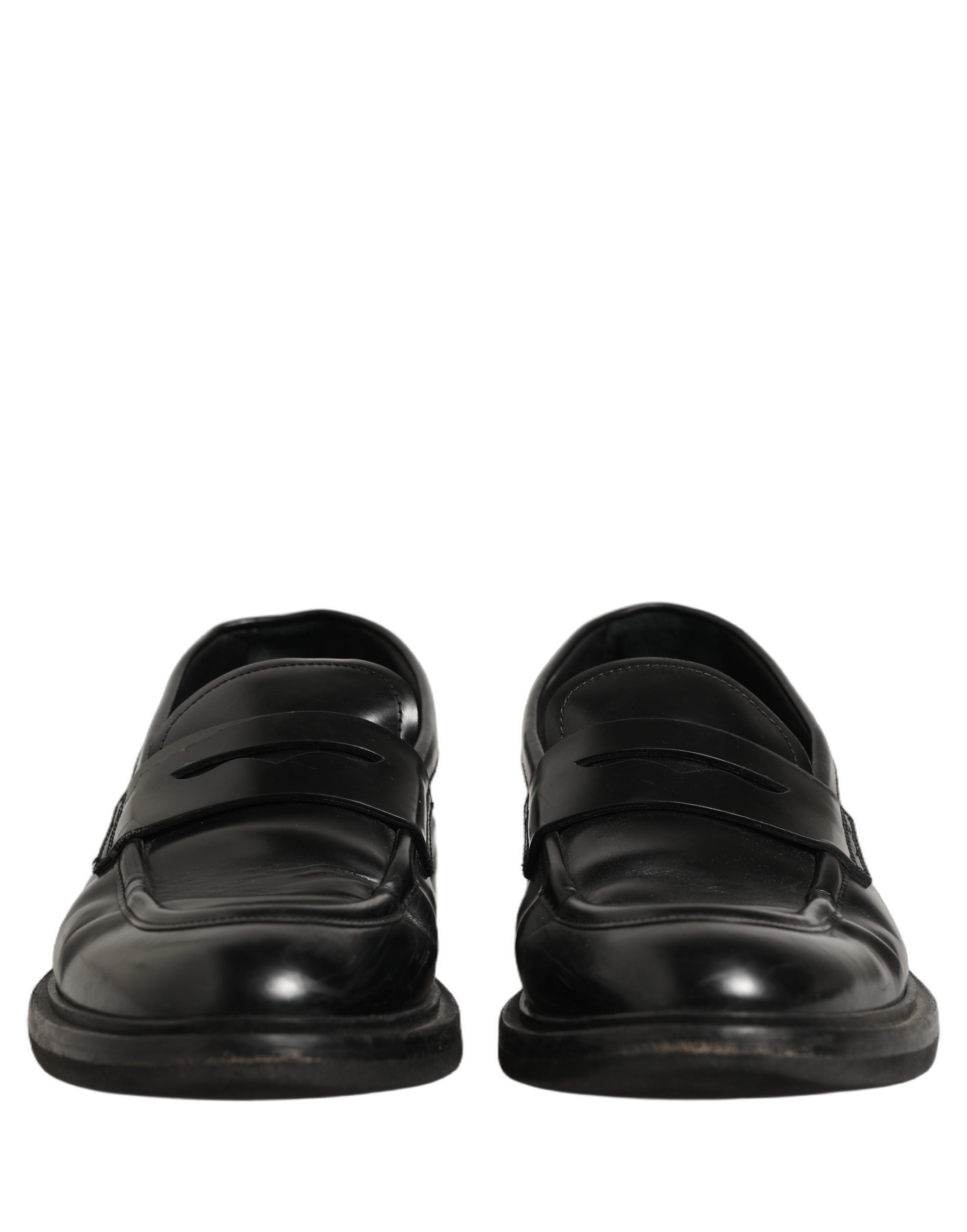 Dolce & Gabbana Black Brushed Calf Leather Loafers Shoes