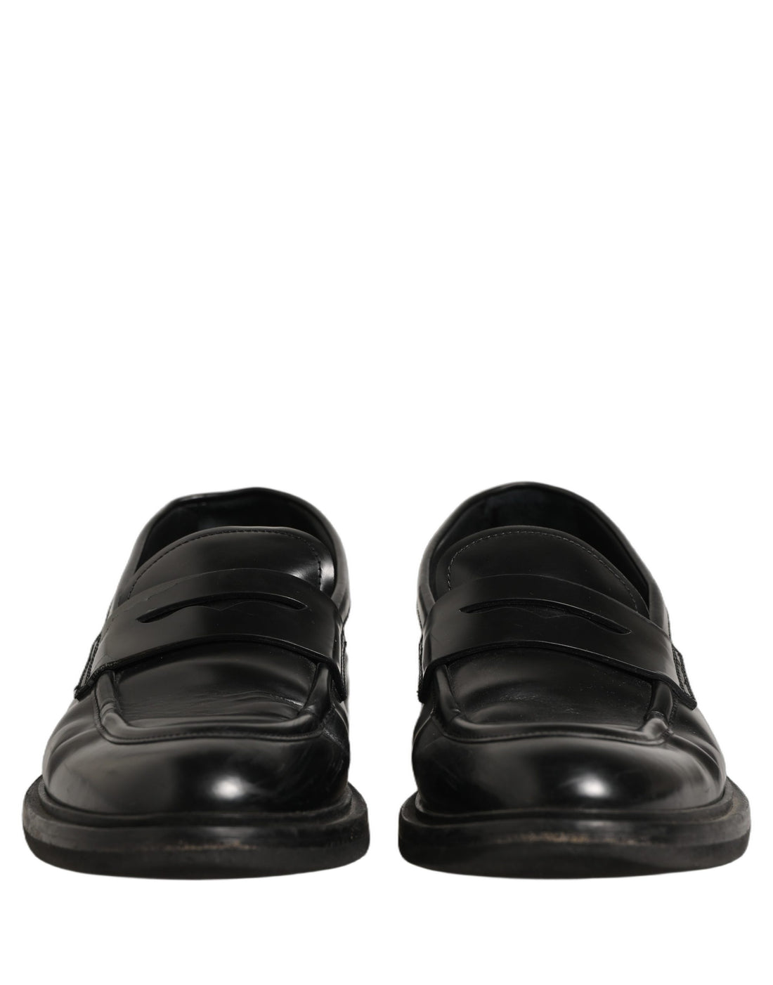 Dolce & Gabbana Black Brushed Calf Leather Loafers Shoes