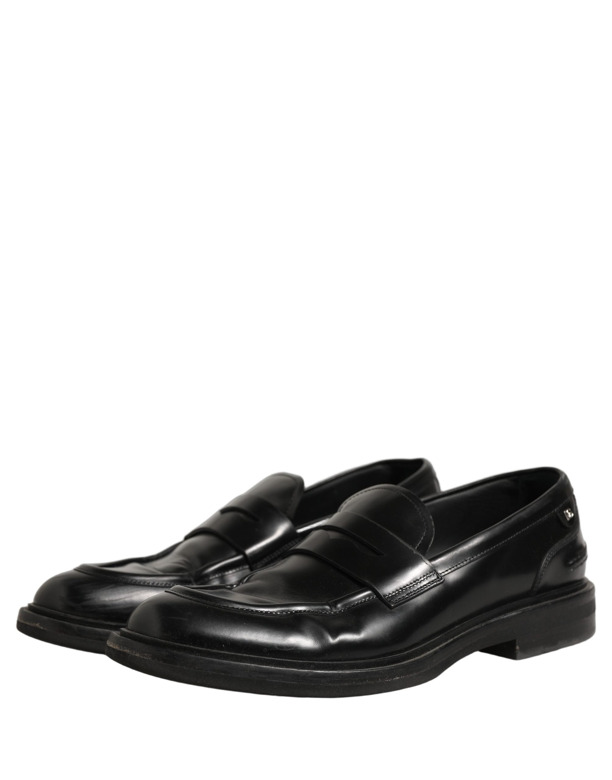 Dolce & Gabbana Black Brushed Calf Leather Loafers Shoes