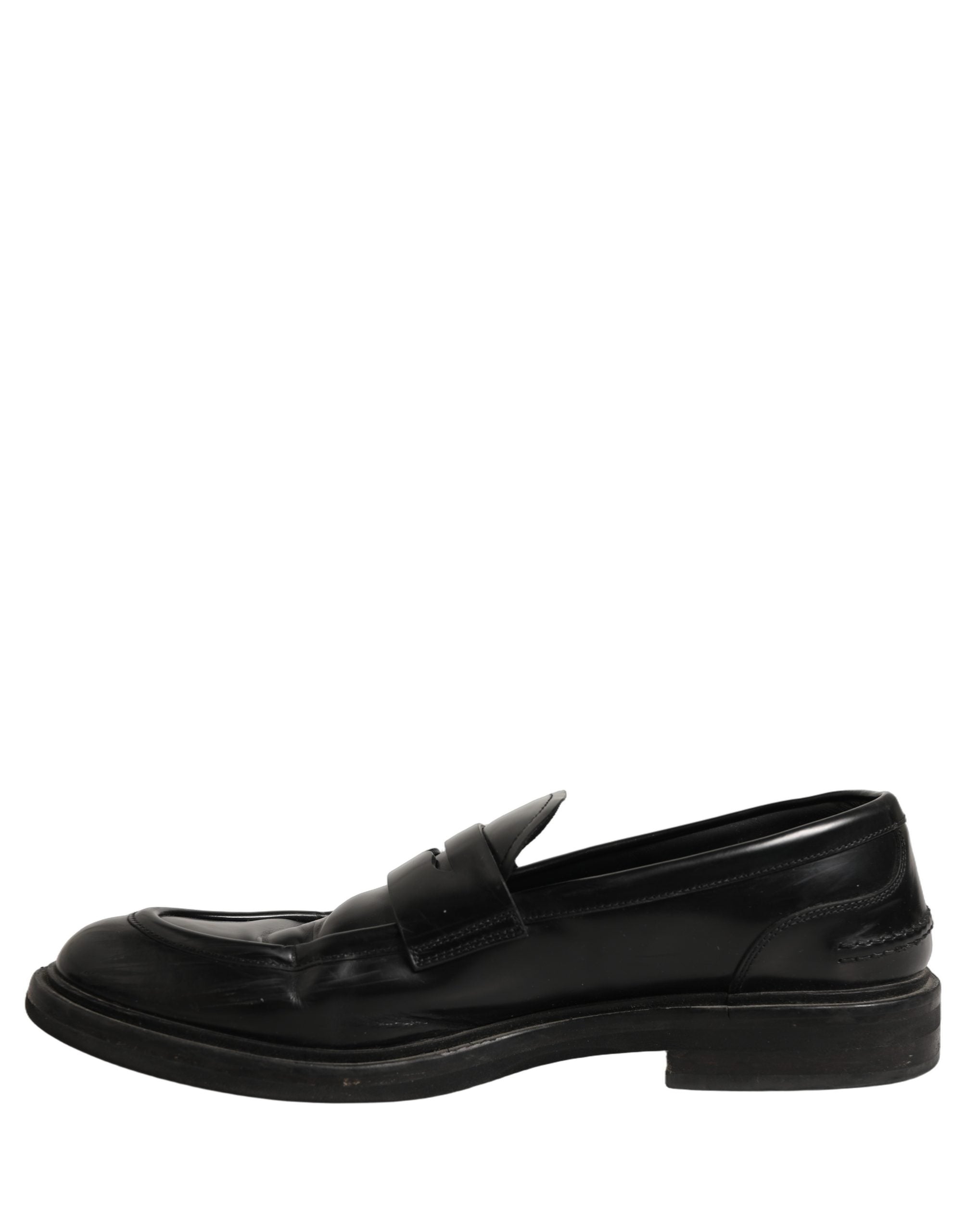 Dolce & Gabbana Black Brushed Calf Leather Loafers Shoes