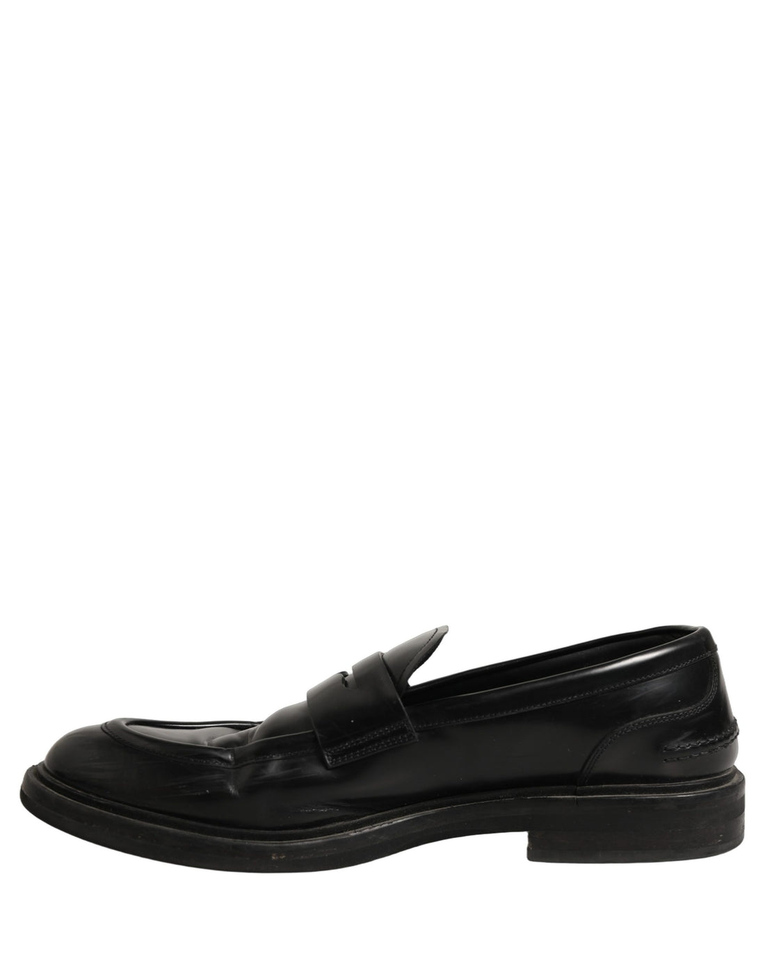 Dolce & Gabbana Black Brushed Calf Leather Loafers Shoes