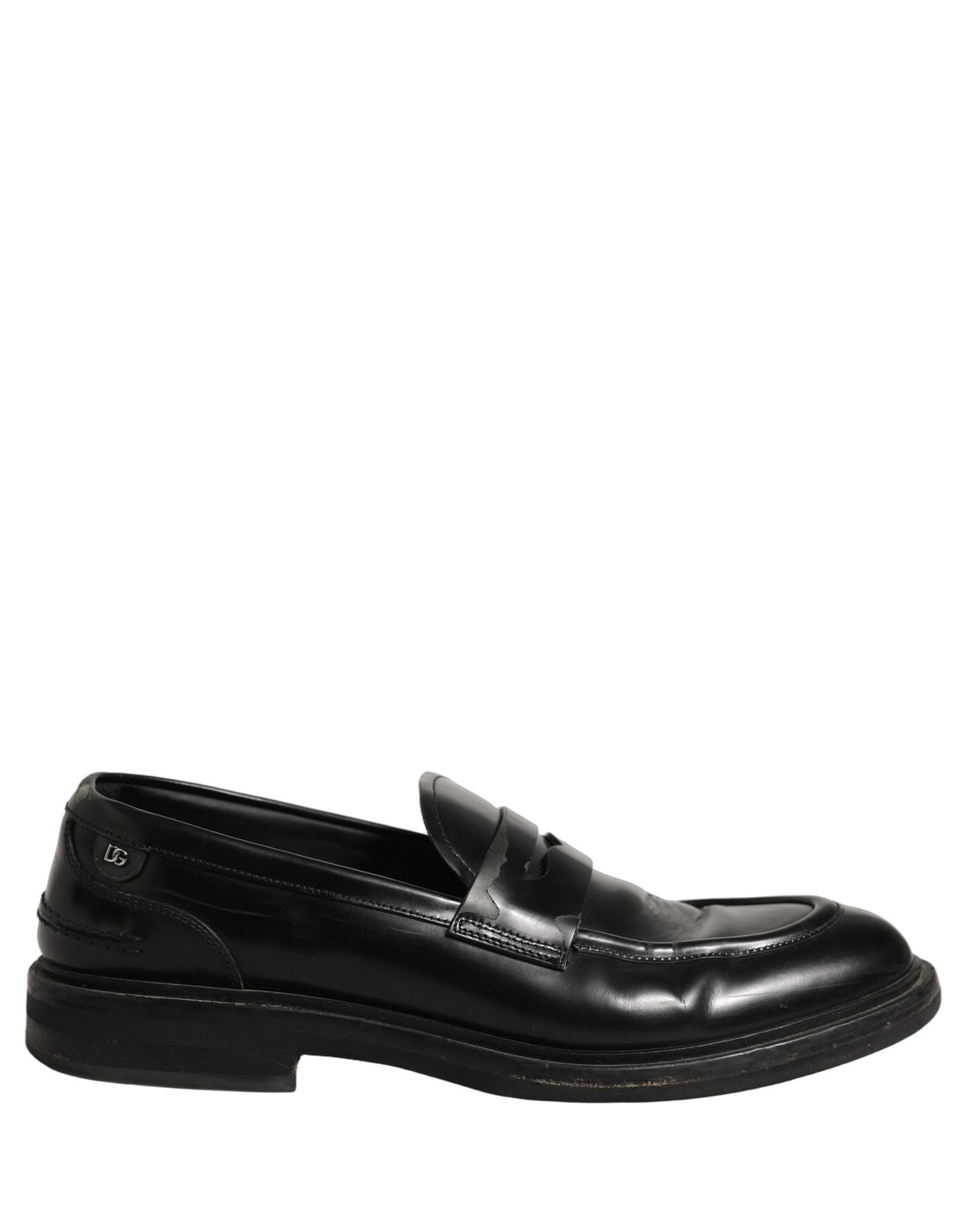 Dolce & Gabbana Black Brushed Calf Leather Loafers Shoes