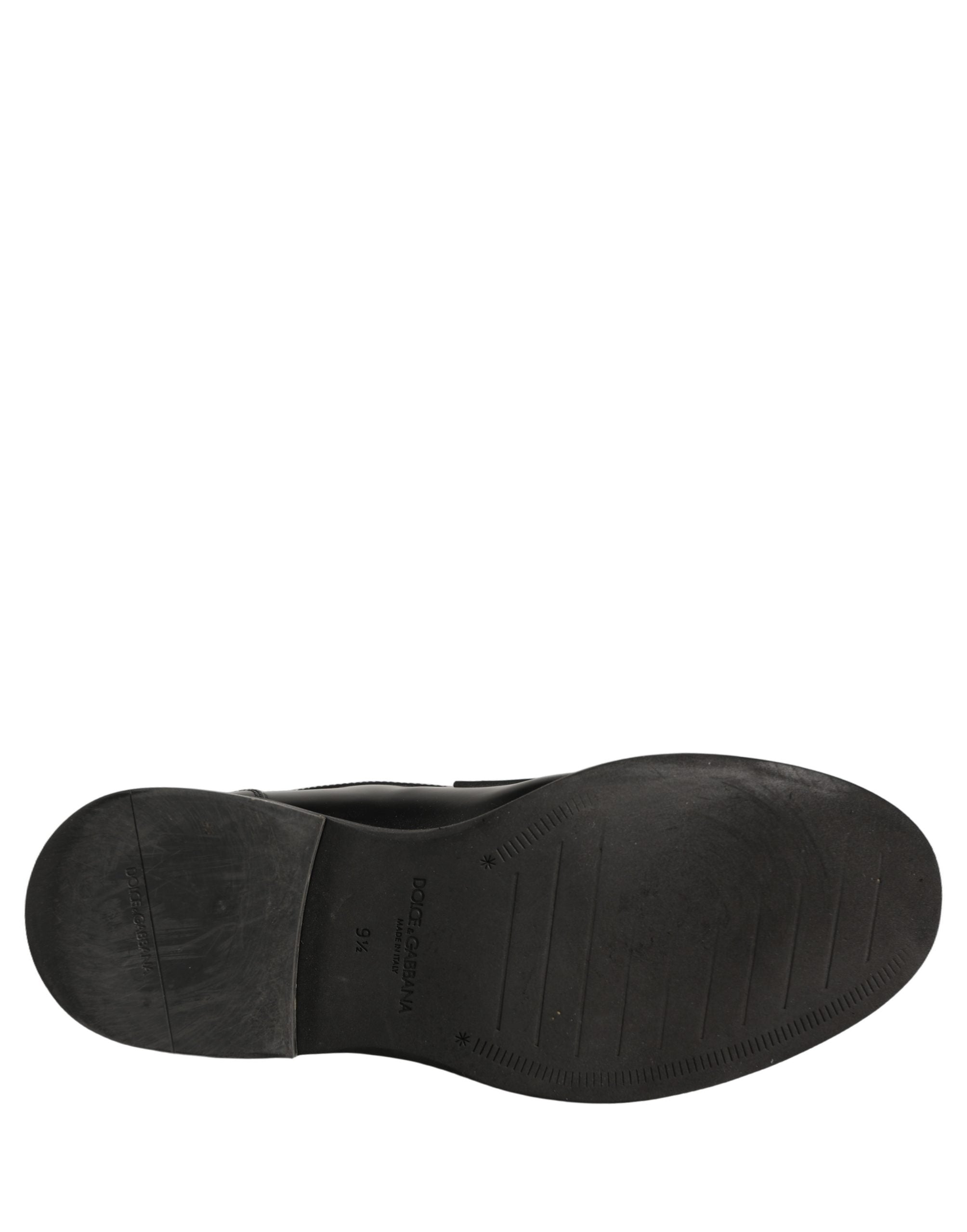 Dolce & Gabbana Black Brushed Calf Leather Loafers Shoes