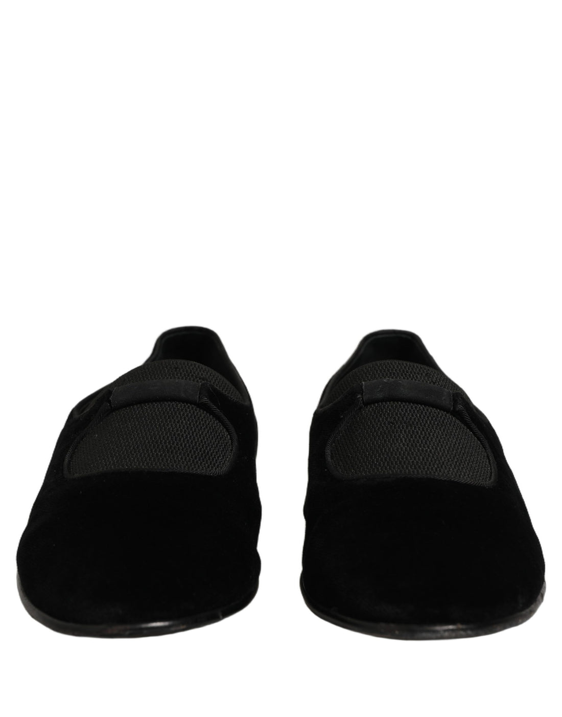 Dolce & Gabbana Black Velvet Slip On Slippers Loafers Shoes