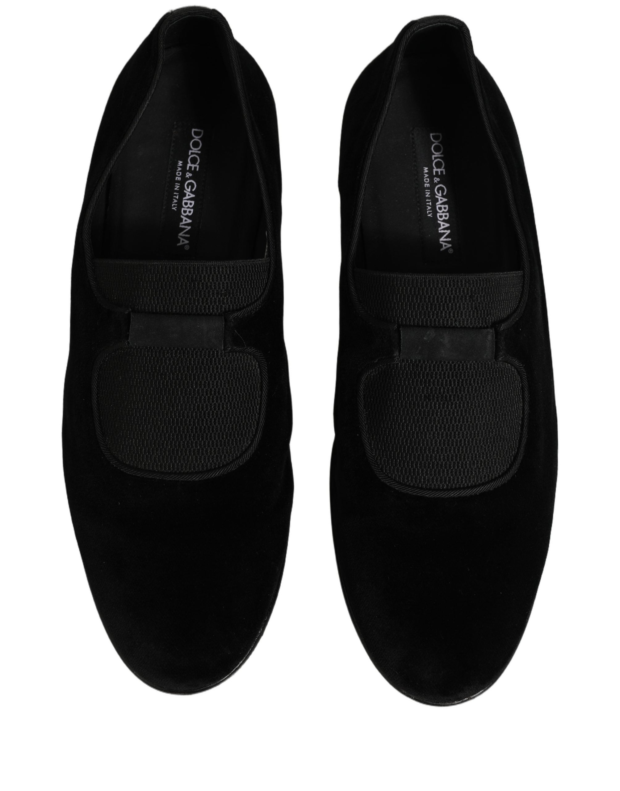 Dolce & Gabbana Black Velvet Slip On Slippers Loafers Shoes