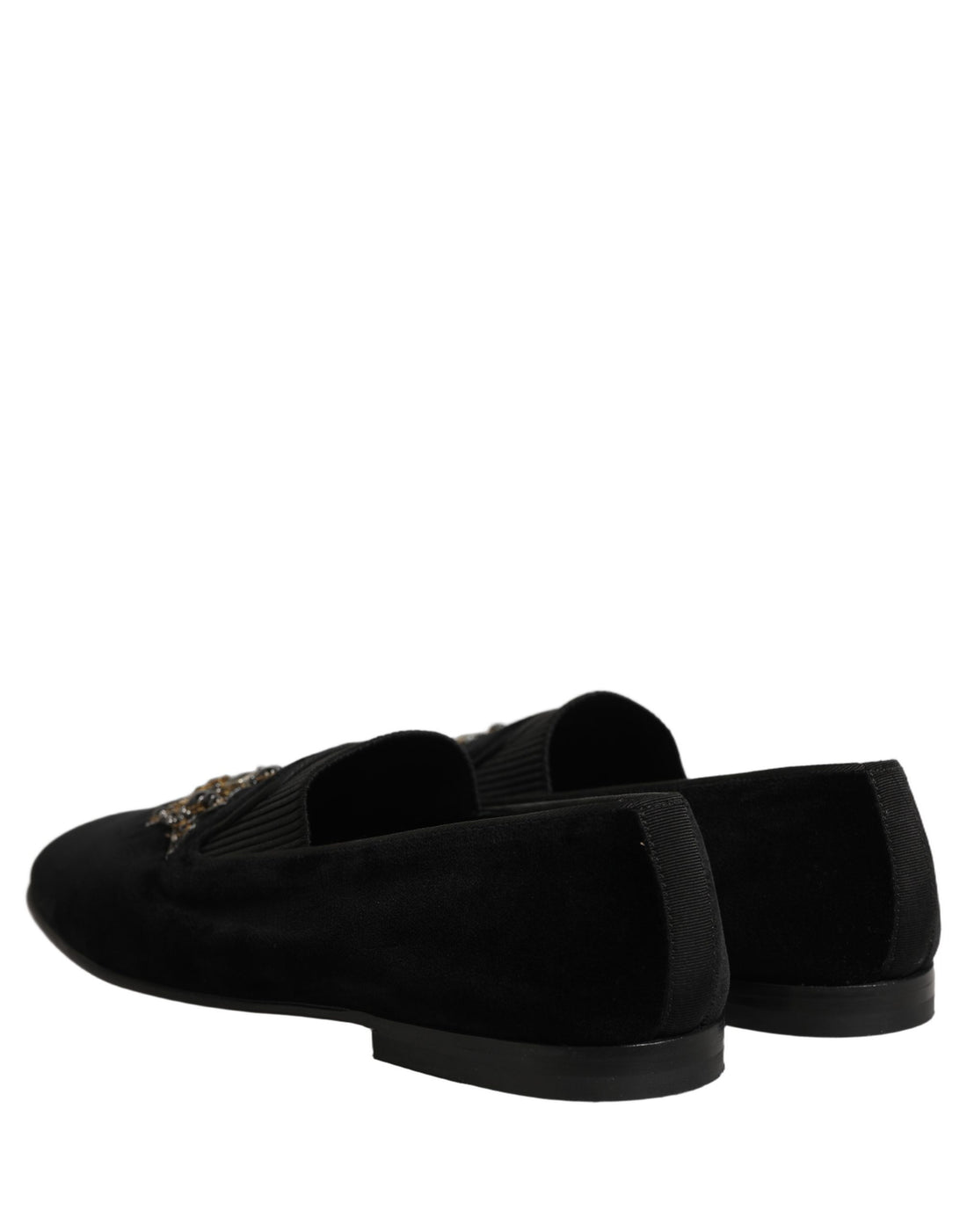 Dolce & Gabbana Black Crown Embellished Men Loafers Shoes