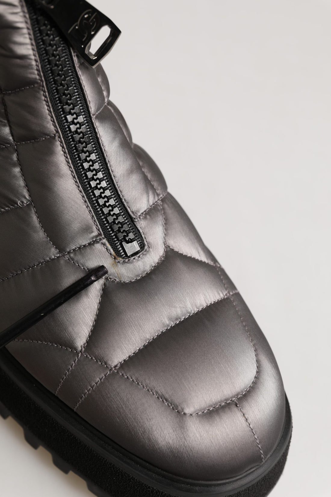 Dolce & Gabbana Silver Leather Quilted Men Ankle Boots Shoes