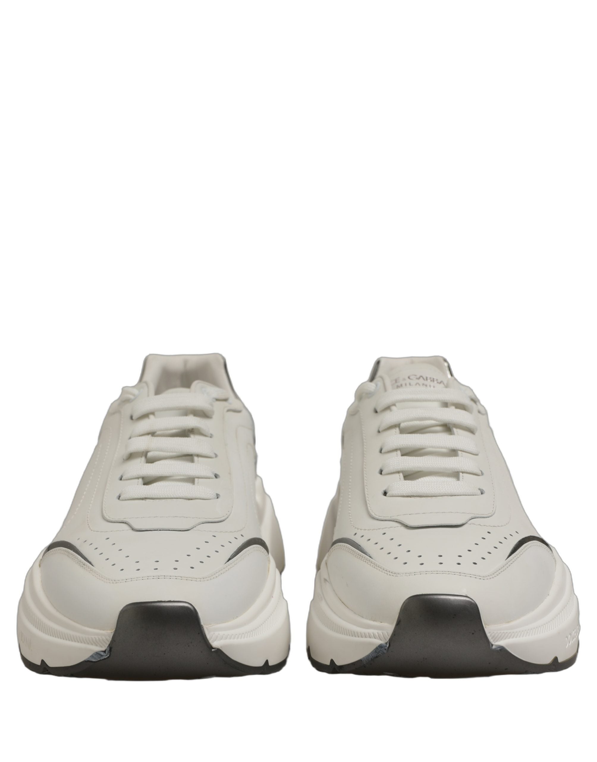 Dolce & Gabbana White Silver Daymaster Low Top Sneakers Shoes