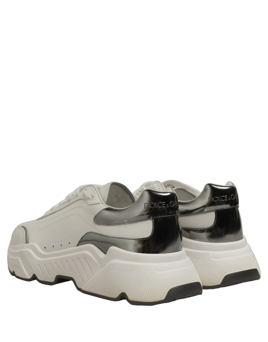 Dolce & Gabbana White Silver Daymaster Low Top Sneakers Shoes