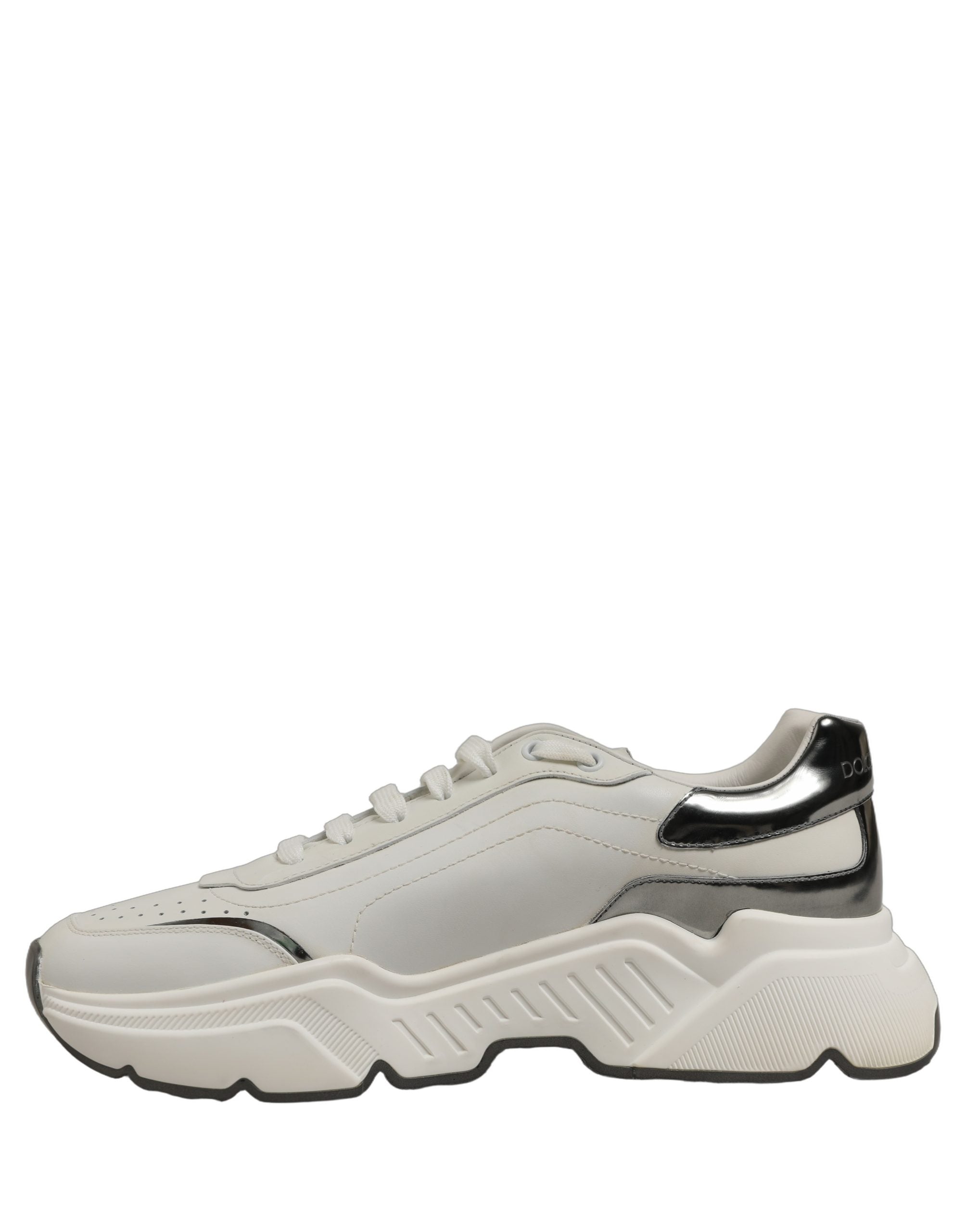 Dolce & Gabbana White Silver Daymaster Low Top Sneakers Shoes