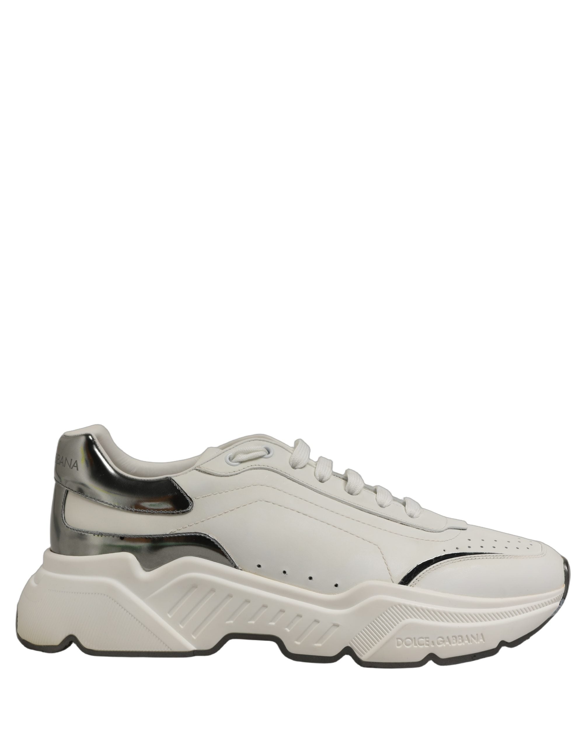 Dolce & Gabbana White Silver Daymaster Low Top Sneakers Shoes