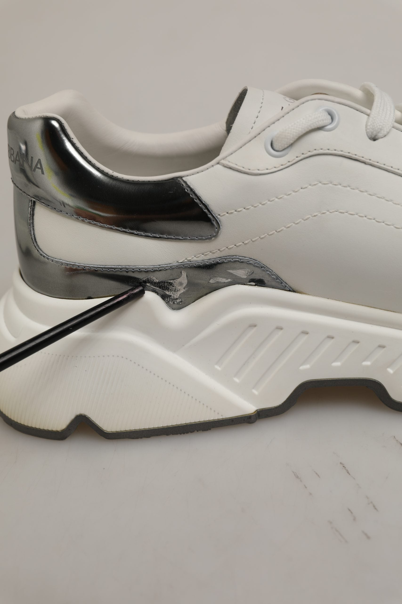 Dolce & Gabbana White Silver Daymaster Low Top Sneakers Shoes