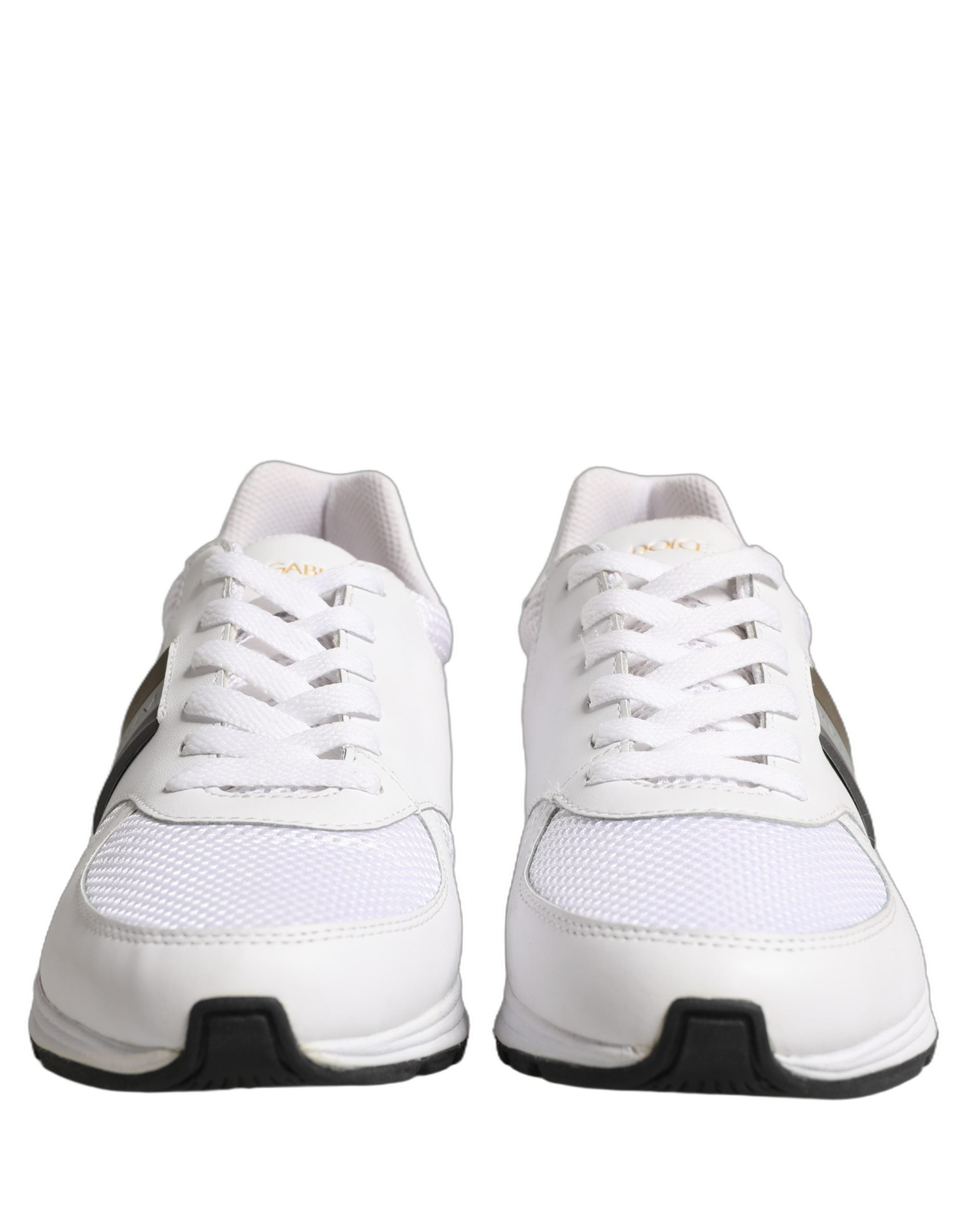 Dolce & Gabbana White Leather Mesh Low Top Neb Sneakers Shoes