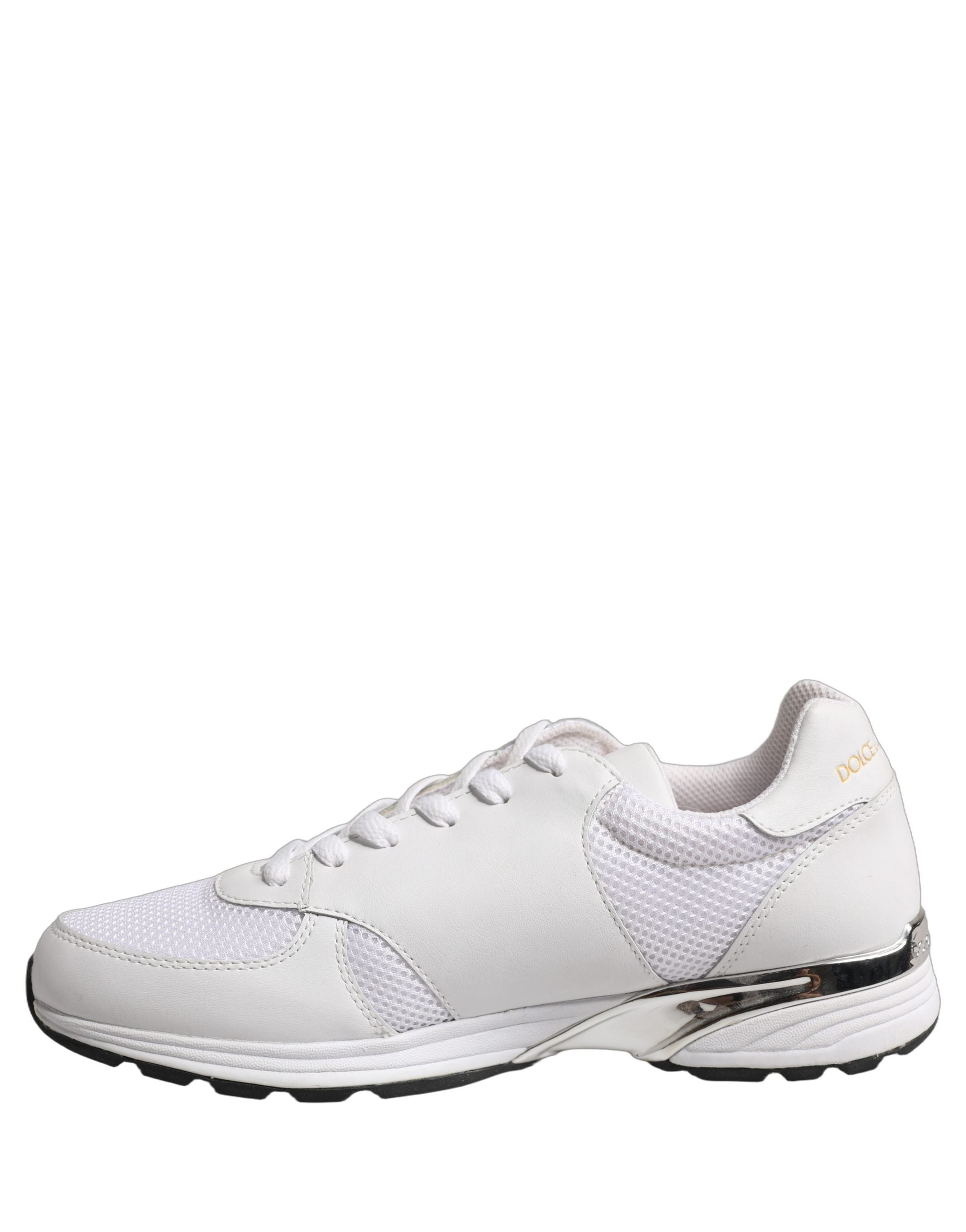 Dolce & Gabbana White Leather Mesh Low Top Neb Sneakers Shoes