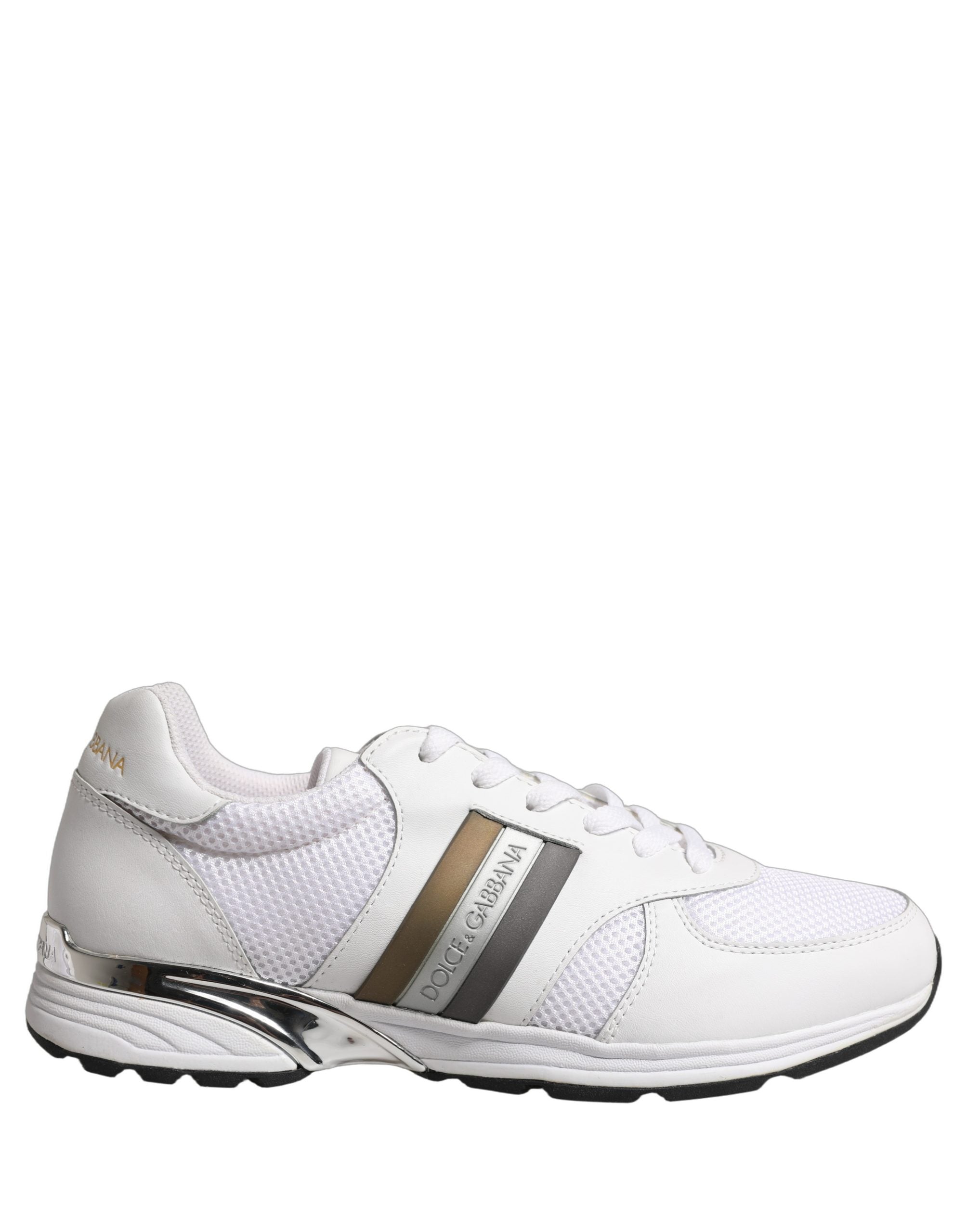 Dolce & Gabbana White Leather Mesh Low Top Neb Sneakers Shoes