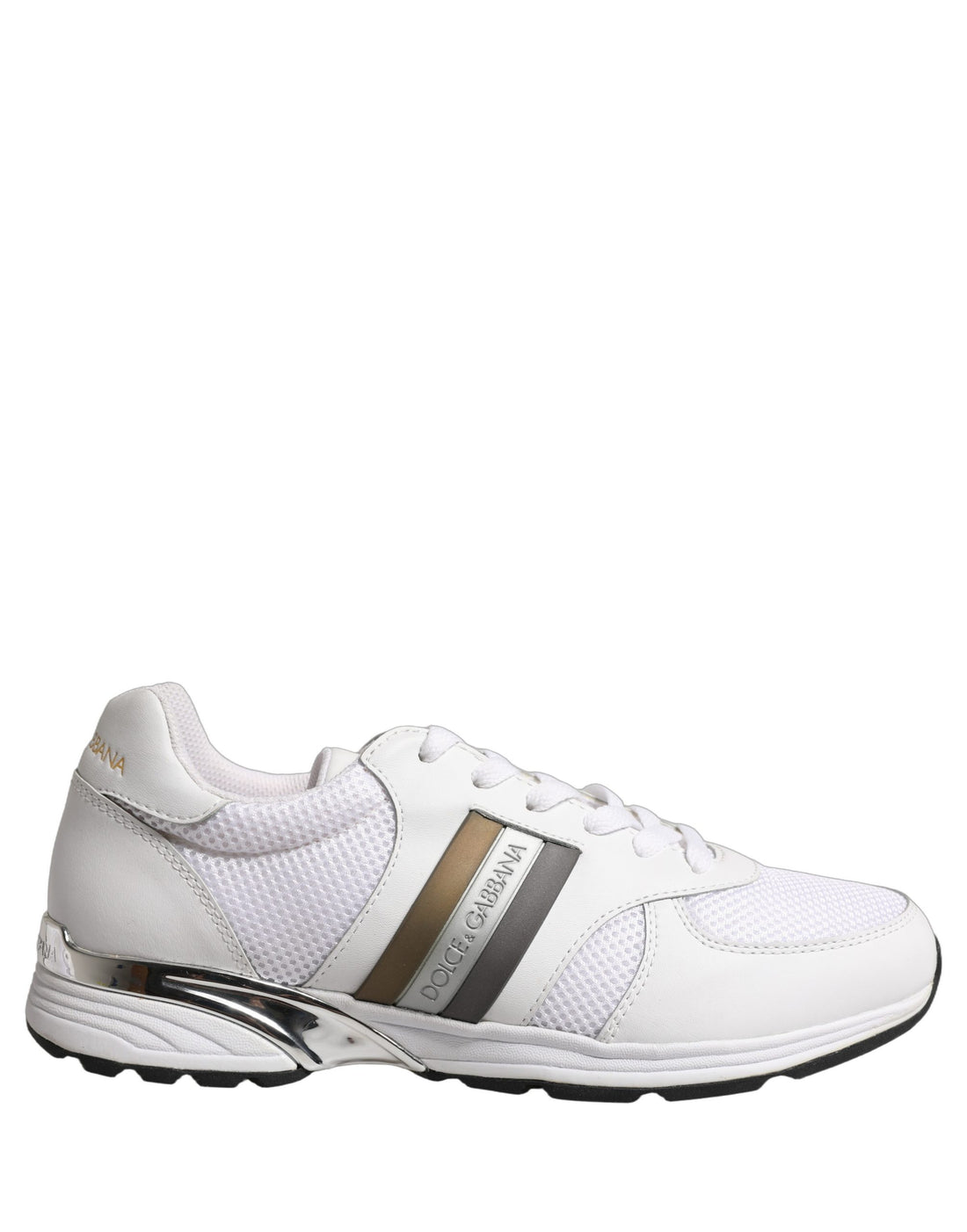 Dolce & Gabbana White Leather Mesh Low Top Neb Sneakers Shoes