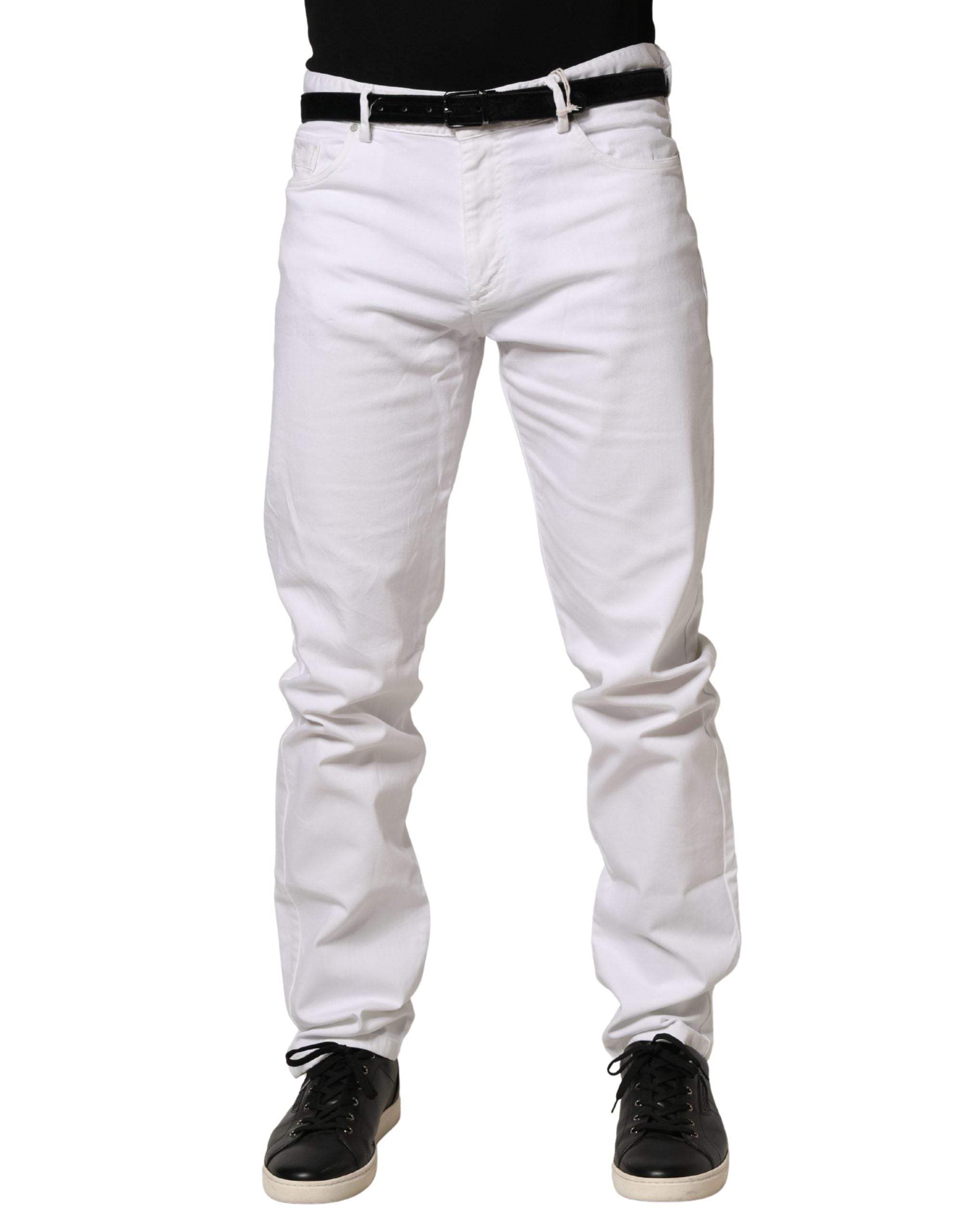 Paul & Shark White Skinny Mid Waist Men Denim Trouser Jeans