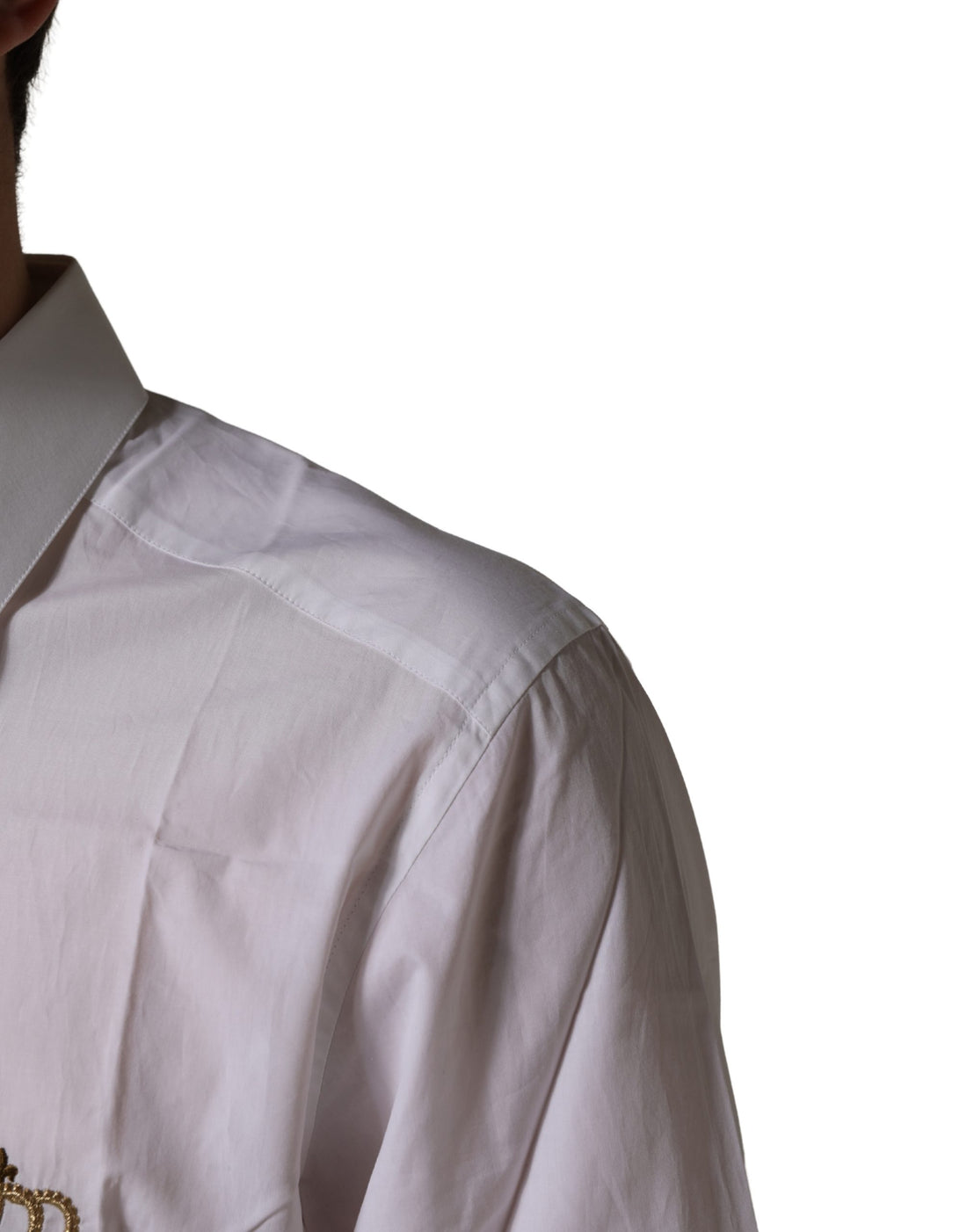 Dolce & Gabbana White GOLD Crown Bee Cotton Formal Dress Shirt