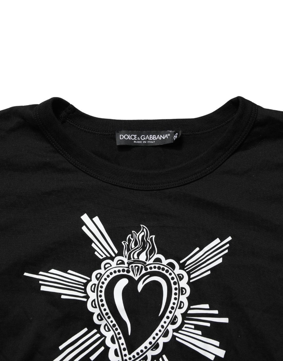 Dolce & Gabbana Black Sacred Heart Cotton Crew Neck T-shirt