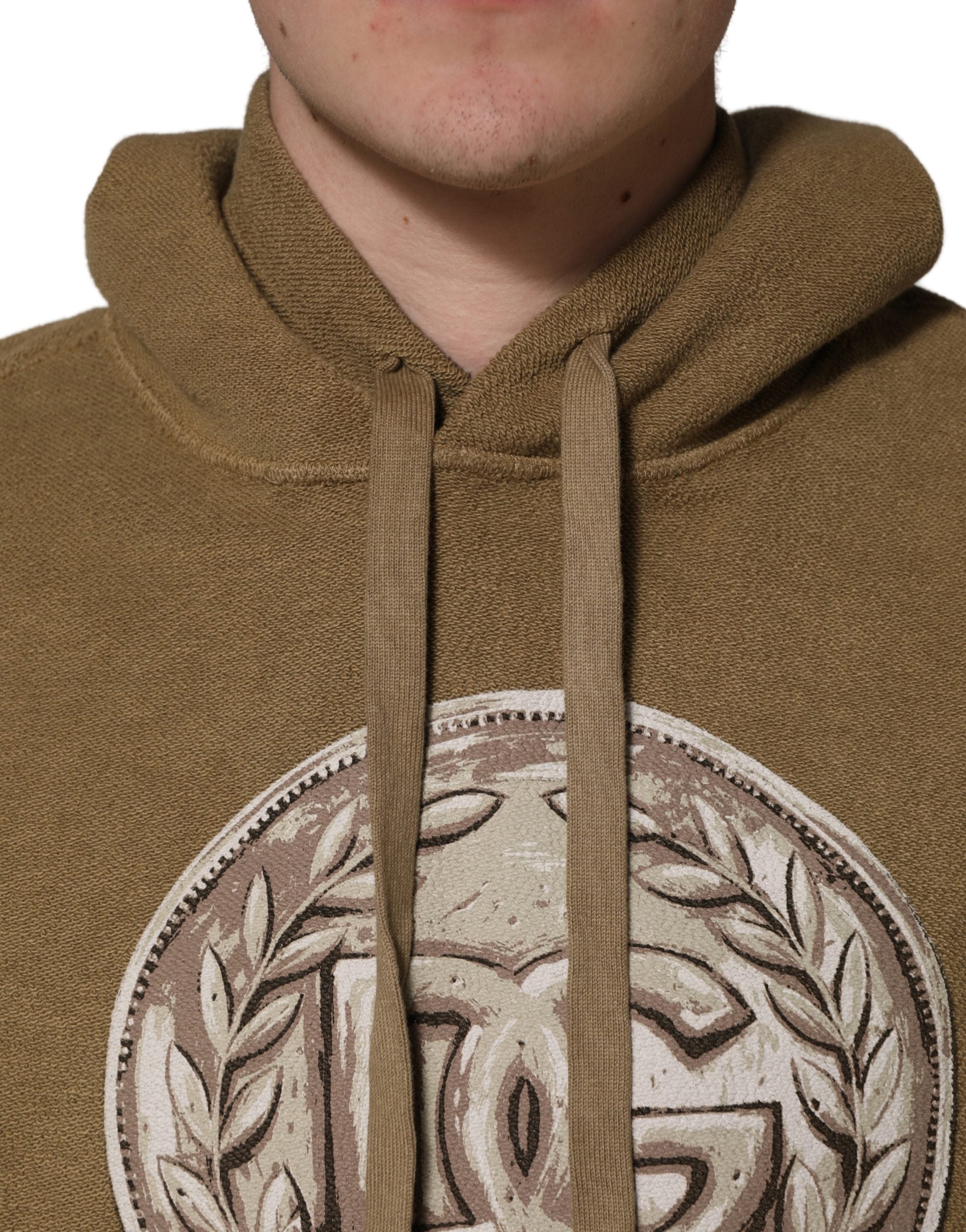 Dolce & Gabbana Brown Embossed Logo Hooded Sweatshirt Sweater