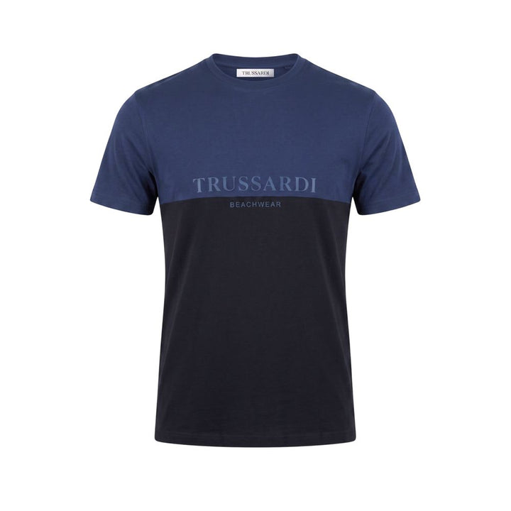 Trussardi Beachwear Blue Cotton Men T-Shirt