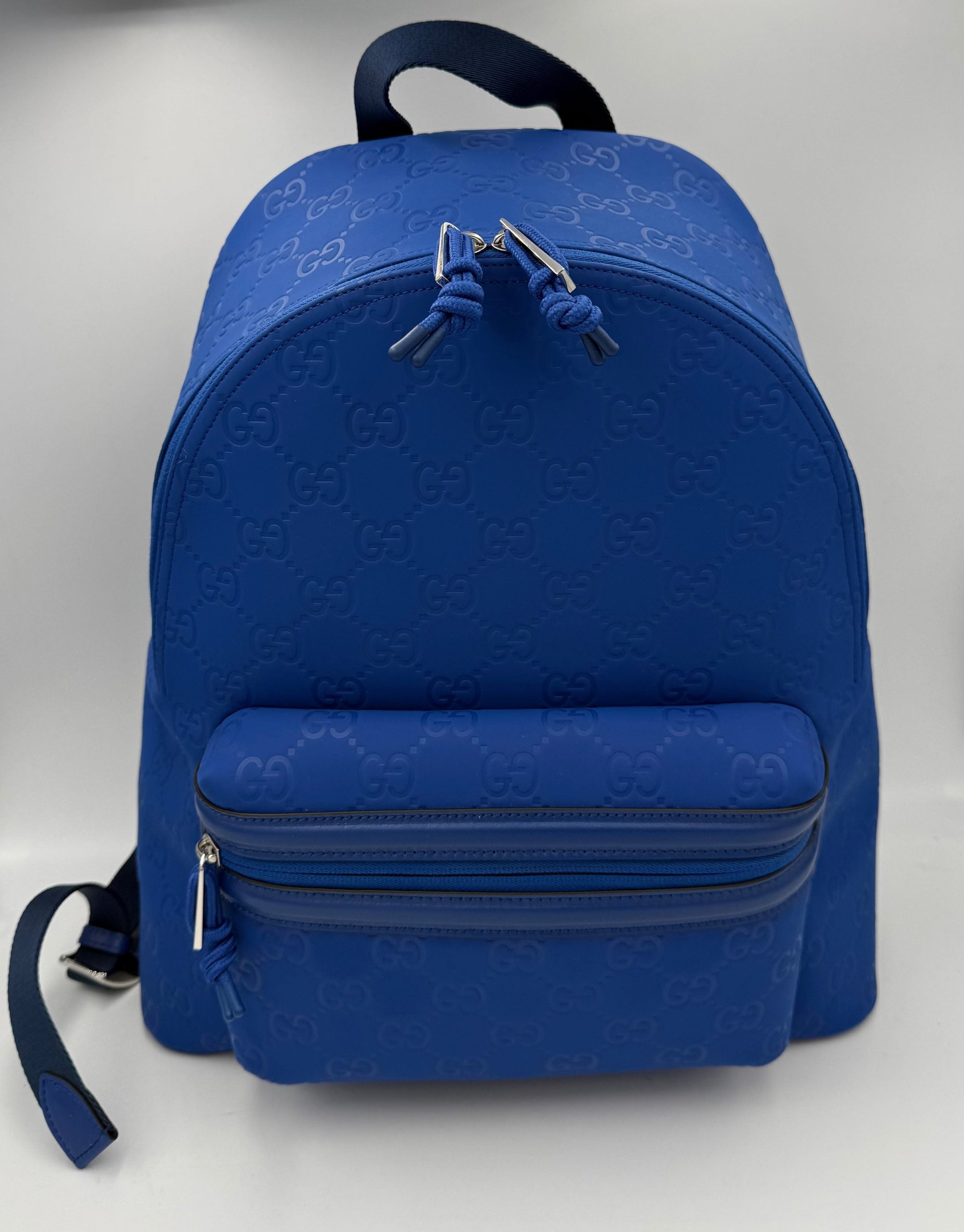 Gucci GUCCI GG Leather Blue Backpack