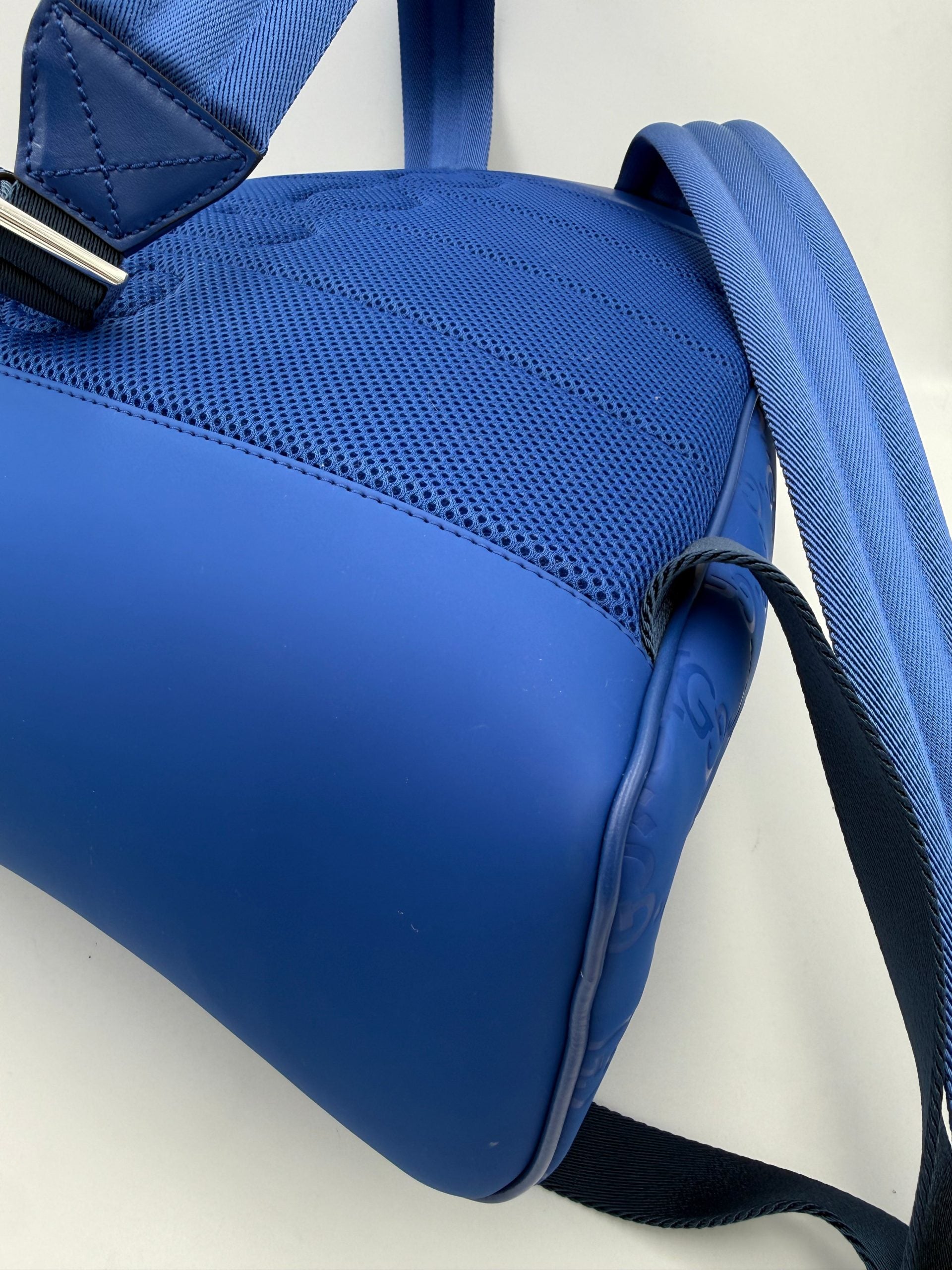 Gucci GUCCI GG Leather Blue Backpack