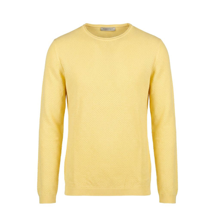 Roberto Pepe Luxury Yellow Cotton Men Sweater