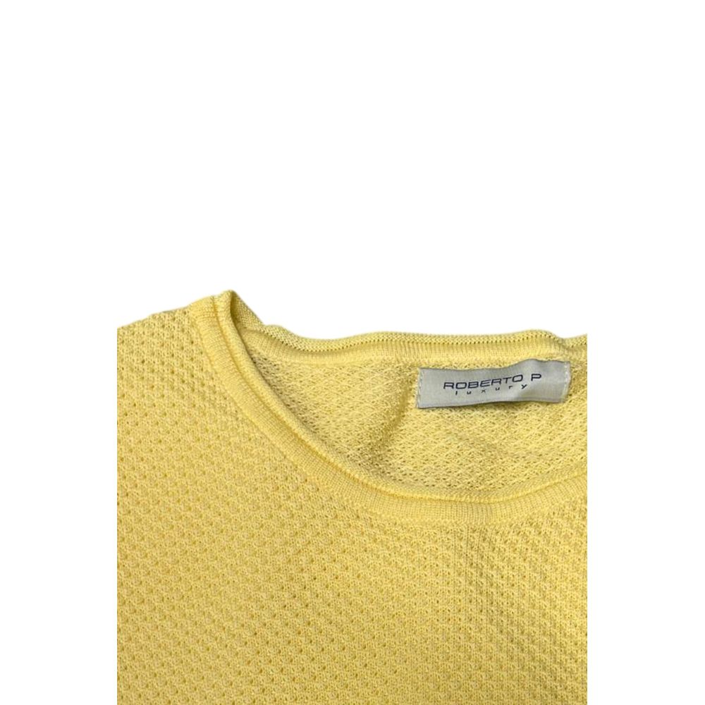 Roberto Pepe Luxury Yellow Cotton Men Sweater
