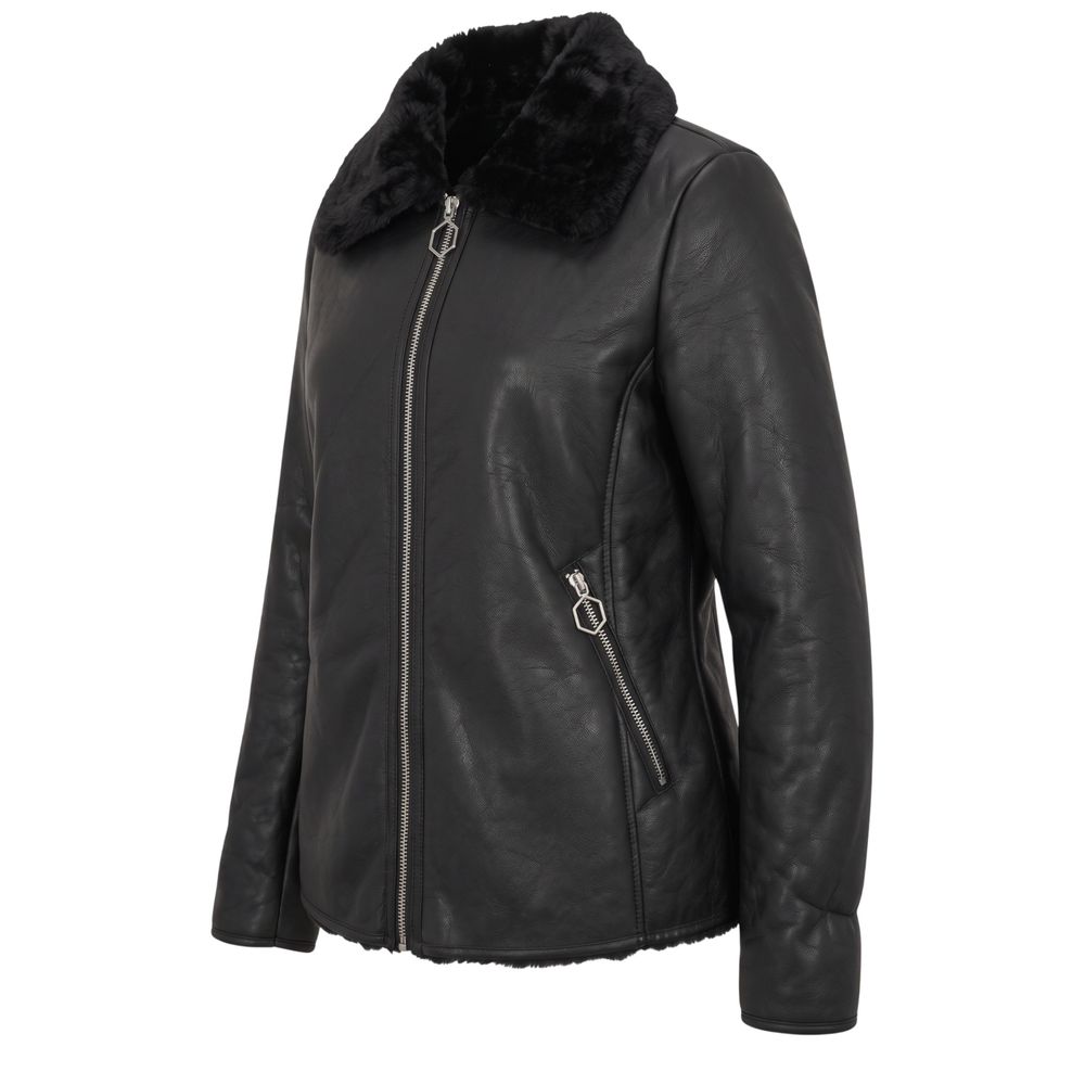 Baldinini Trend Black PU Women Jacket