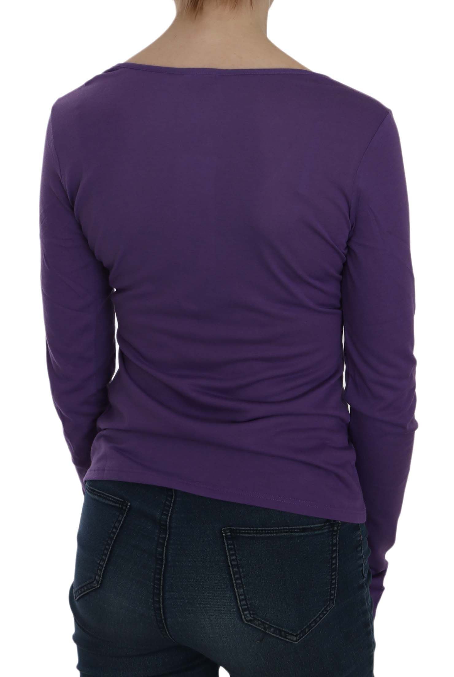 Exte Purple Crystal Embellished Long Sleeve Casual Top