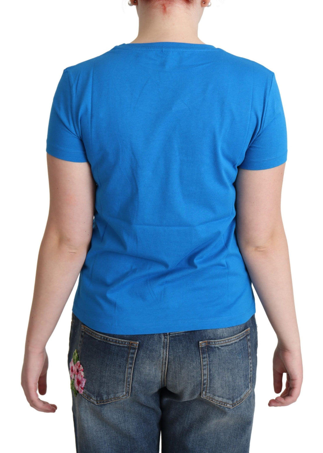 Moschino Blue Cotton Come Play 4 Us Print T-shirt
