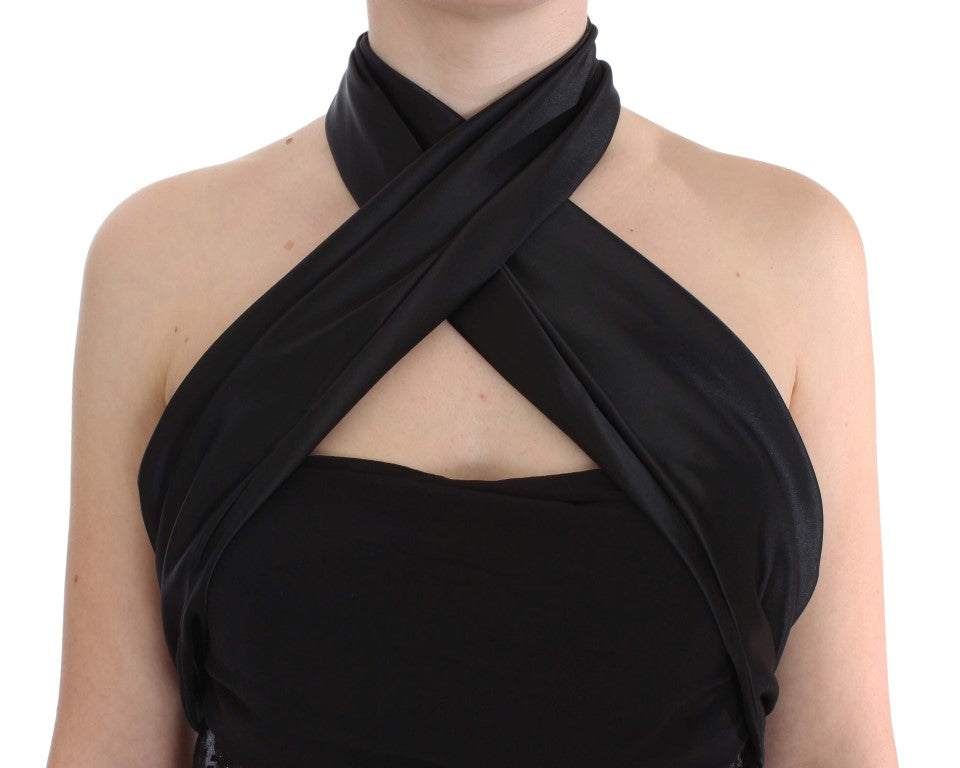 Exte Black Neck Wrap Top Blouse