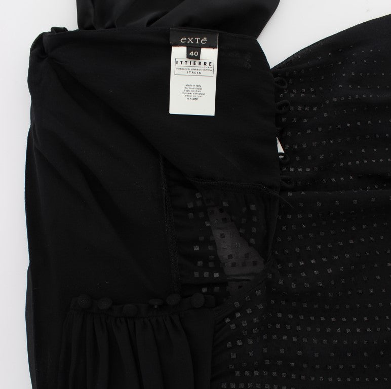 Exte Black Neck Wrap Top Blouse