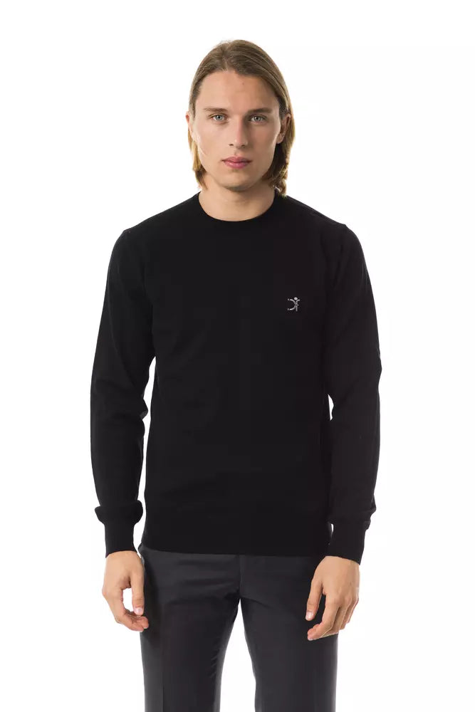 Uominitaliani Black Merino Wool Men's Sweater
