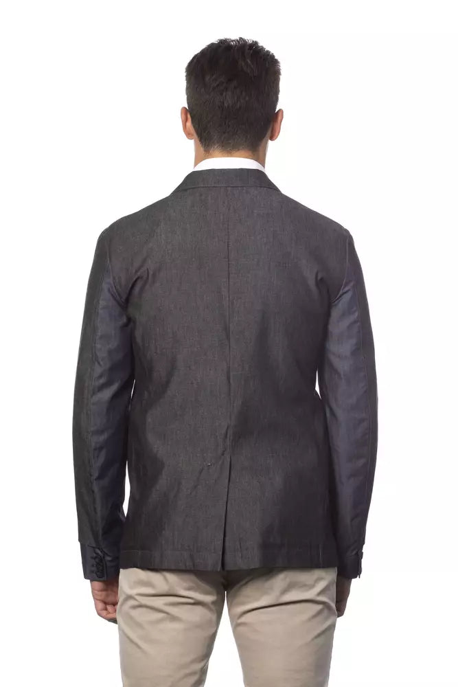 Verri Gray Cotton Men Single Breasted Blazer