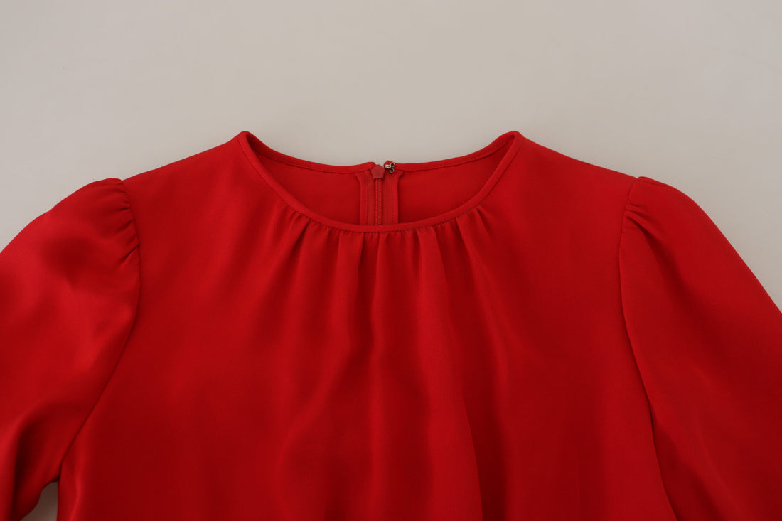 Dolce & Gabbana Red Silk Sheath A-line Knee Length Dress
