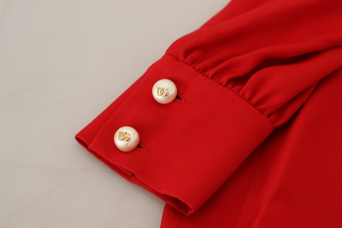 Dolce & Gabbana Red Silk Sheath A-line Knee Length Dress