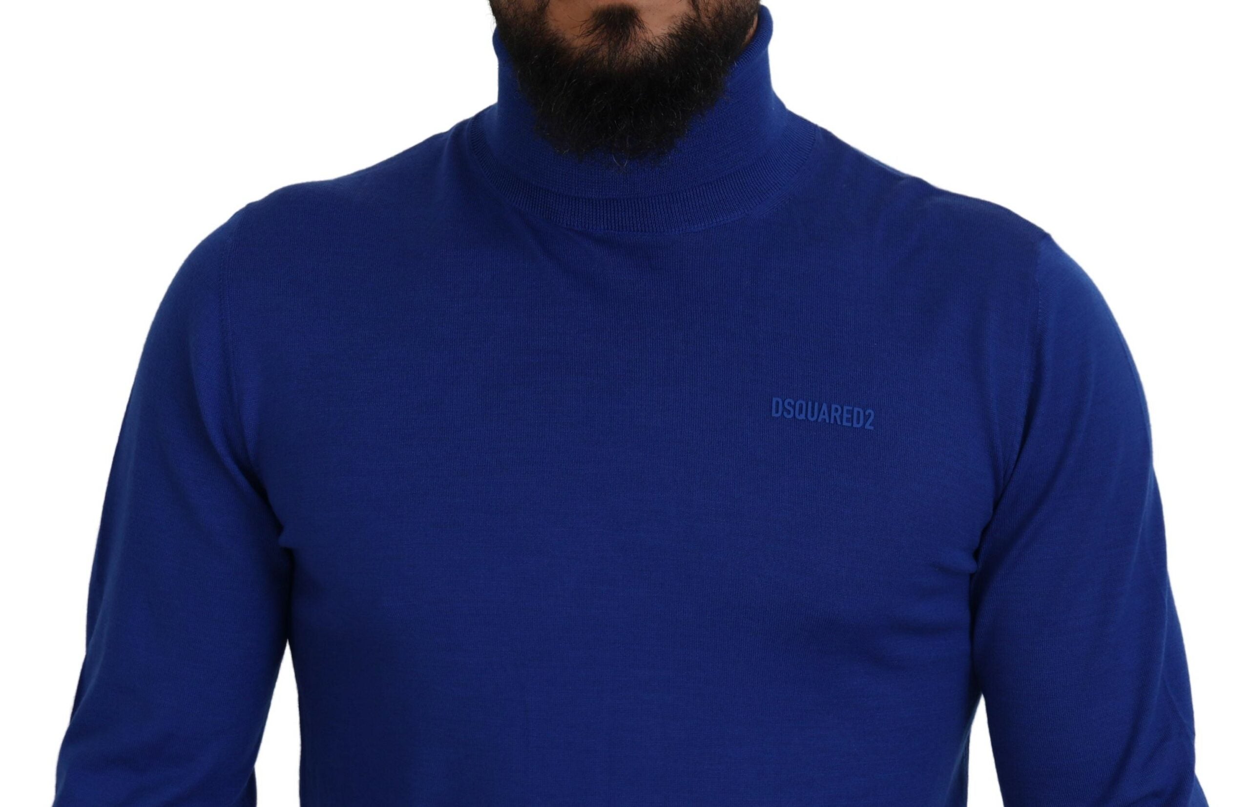 Blauwe trui met lange mouwen, logo-opdruk en colkraag