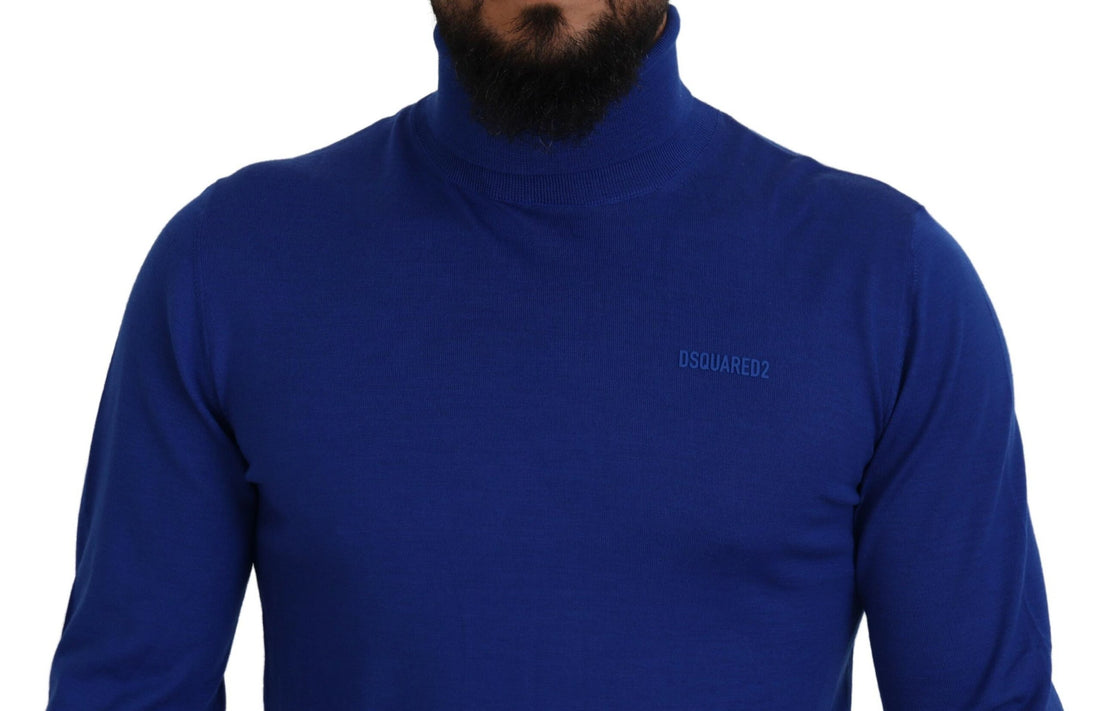 Blauwe trui met lange mouwen, logo-opdruk en colkraag