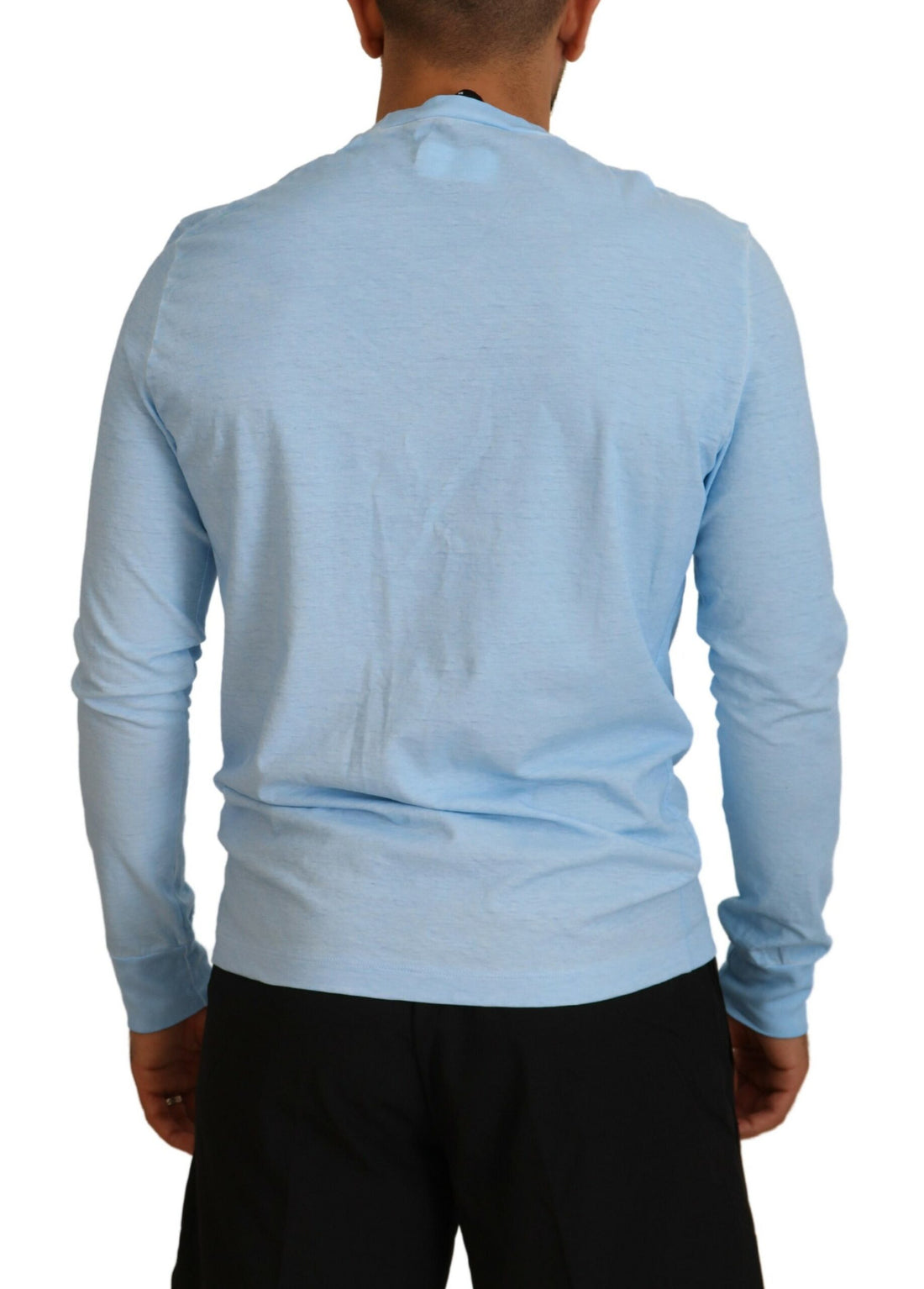 Lichtblauwe sweater voor heren met lange mouwen en print