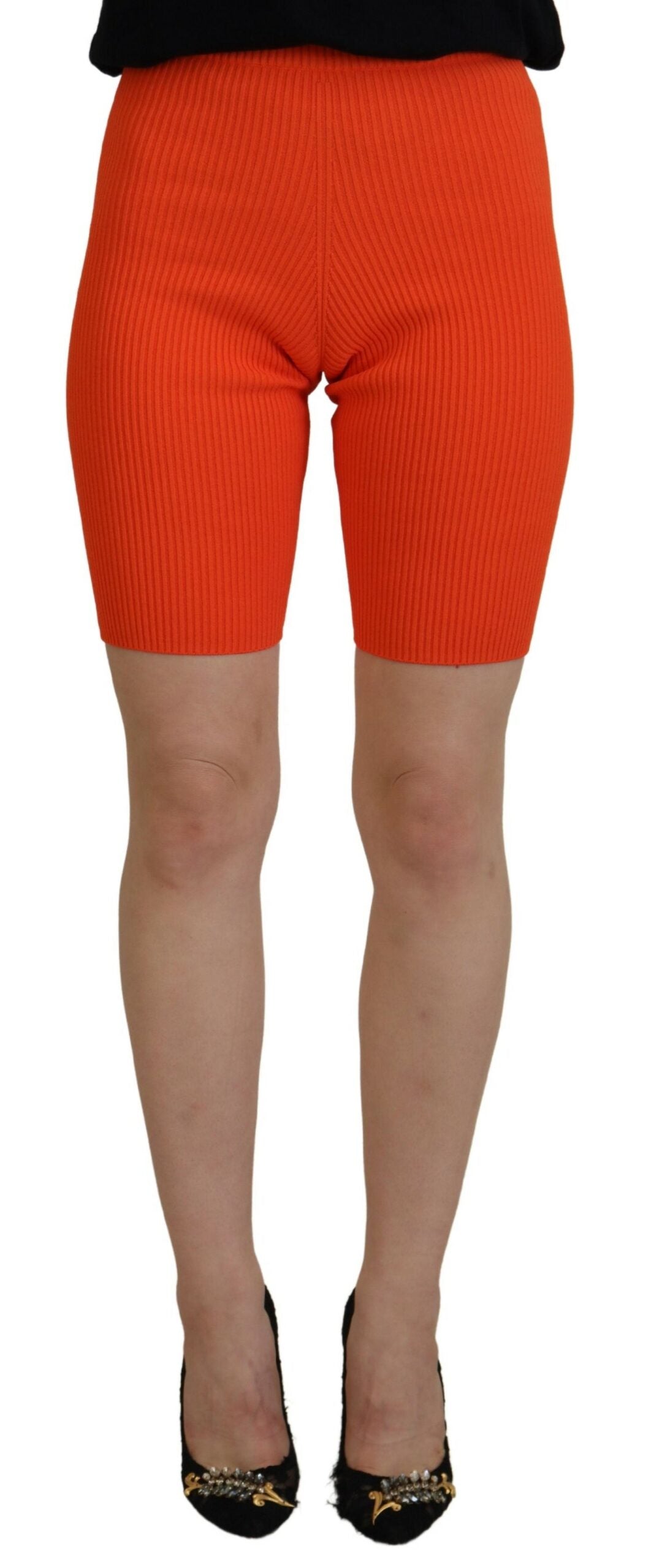 Oranje Viscose Mid-Waist Slim Fit Bermuda Shorts