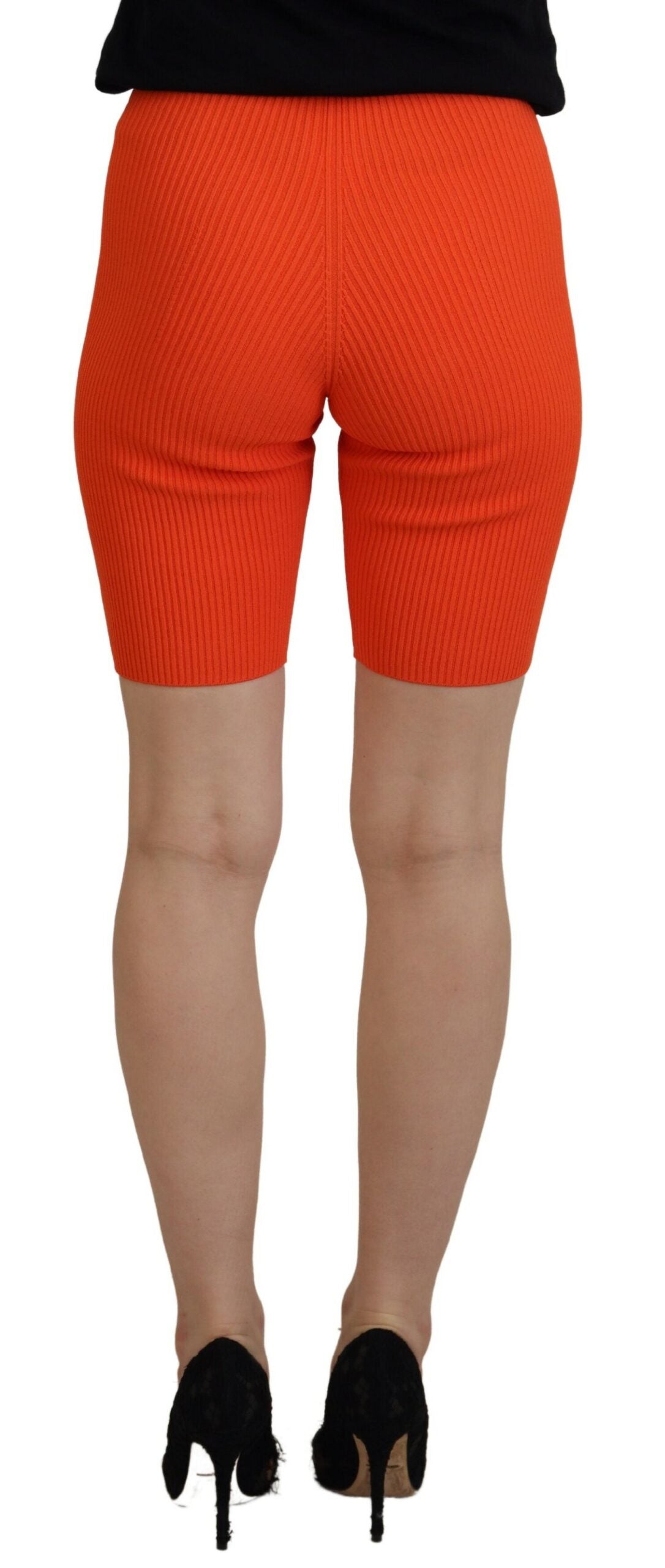 Oranje Viscose Mid-Waist Slim Fit Bermuda Shorts