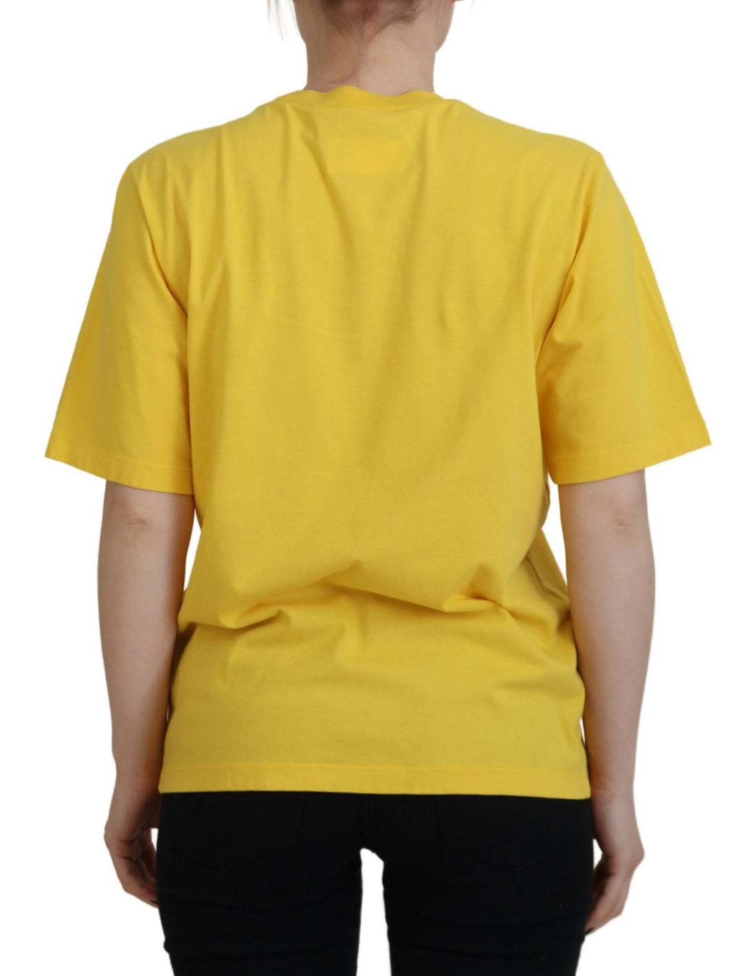 Geel T-shirt met logoprint, ronde hals en easy fit, van katoen