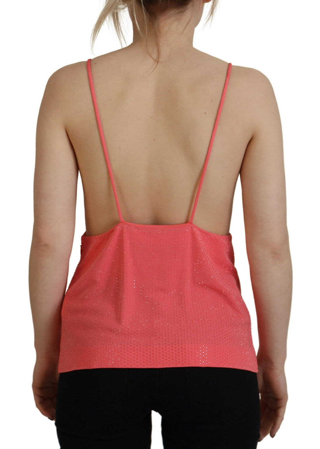 Roze mouwloze spaghetti bandjes cami V-hals top
