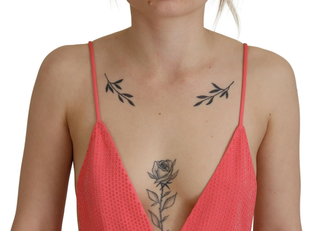 Roze mouwloze spaghetti bandjes cami V-hals top