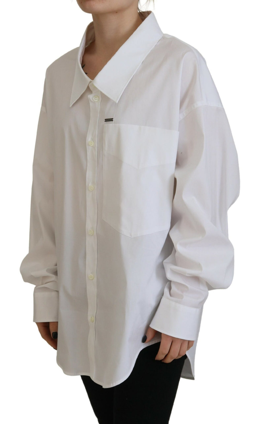 Wit katoenen overhemd met knoopjes en kraag