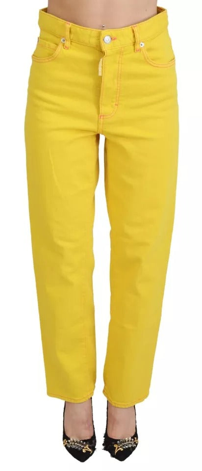 Gele katoenen high waist rechte denim Boston jeans
